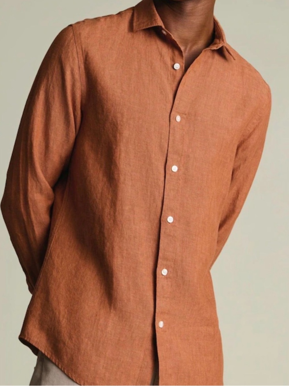SUITSUPPLY Burnt Orange Pure Linen button down Slim Fit Shirt Sz 17/17.5